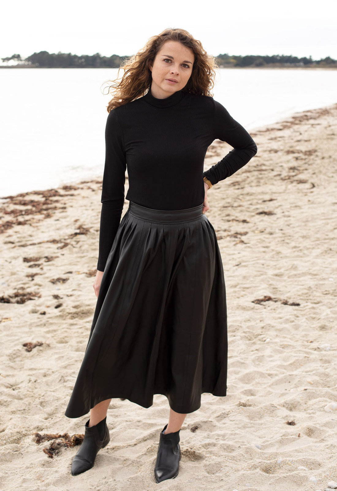 Jupe PRADA En Cuir Noir - Style A-Line, Jacquard, Taille 44, Fabriquée En Italie - Neuf Avec étiquettes